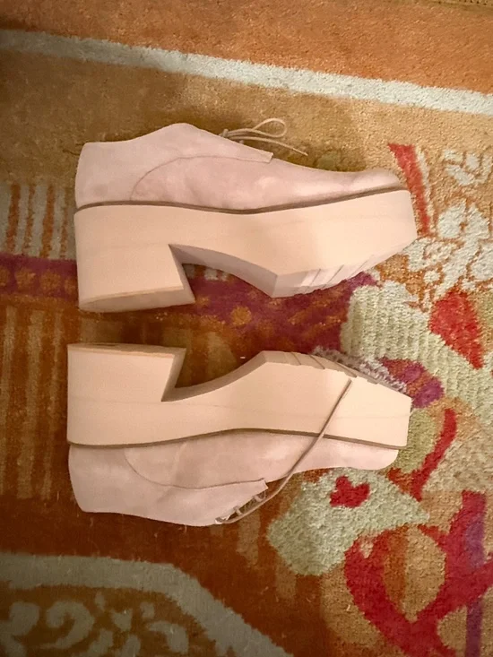 Paloma Barcelo baby pink platform lace up sude Augusta shoes loafers 41 - Picture 2 of 4